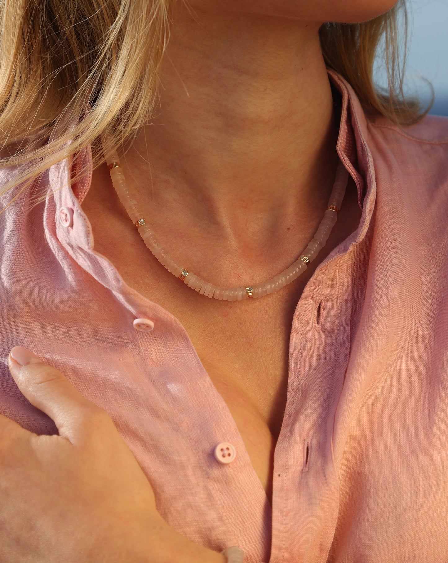 Collier Unisexe réglable collection Caroline en pierre de Quartz
