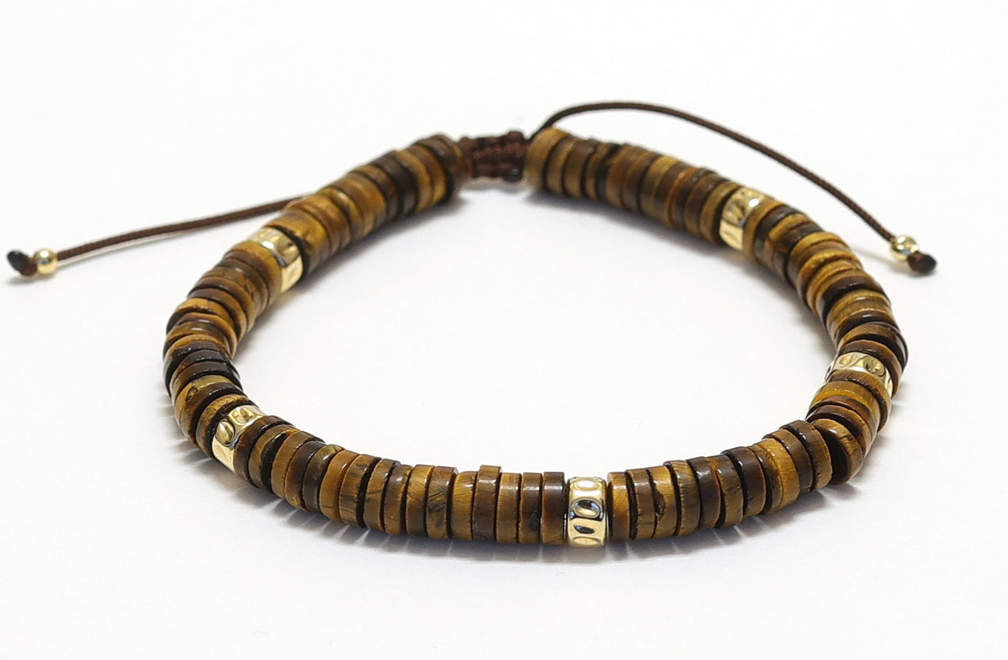 Bracelet unisexe réglable en pierre d'oeil de tigre