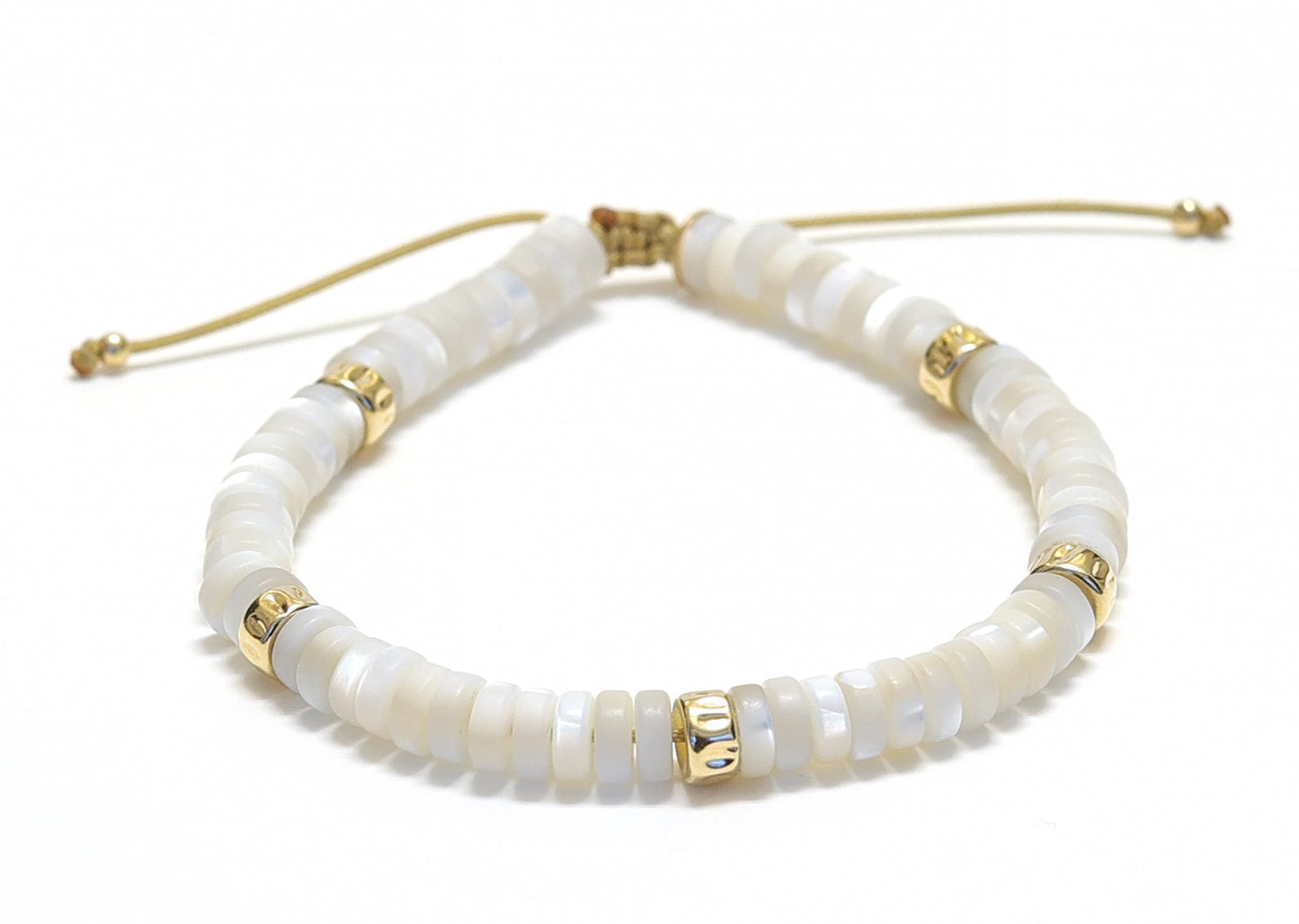 Bracelet unisexe réglable en pierre de nacre