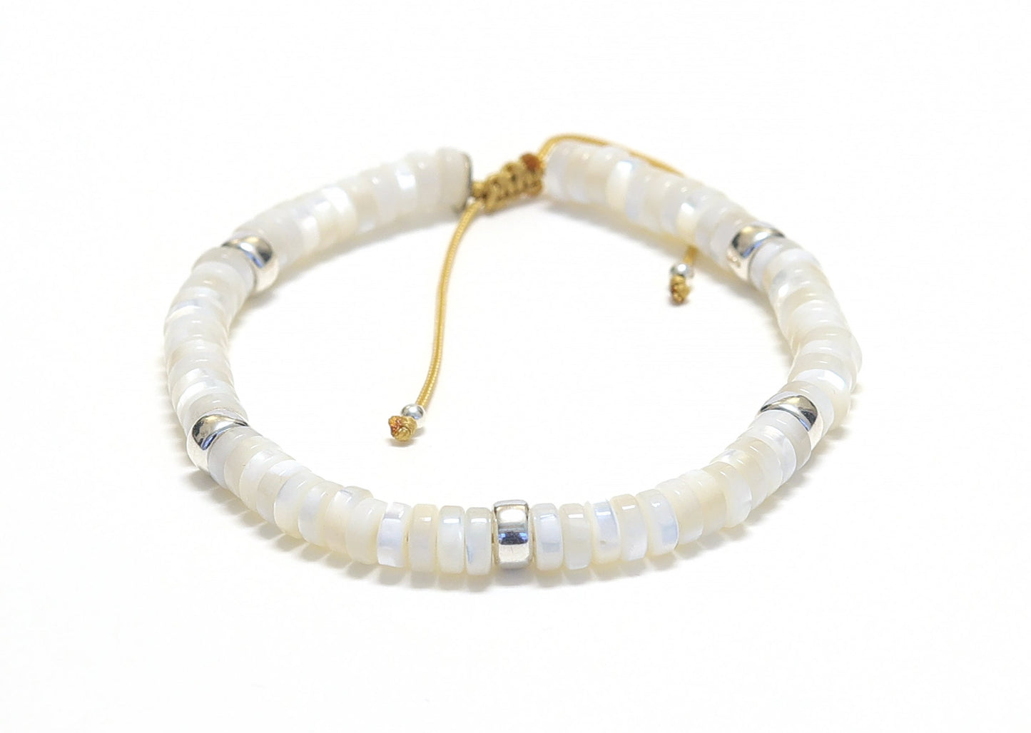 Bracelet unisexe réglable en pierre de nacre