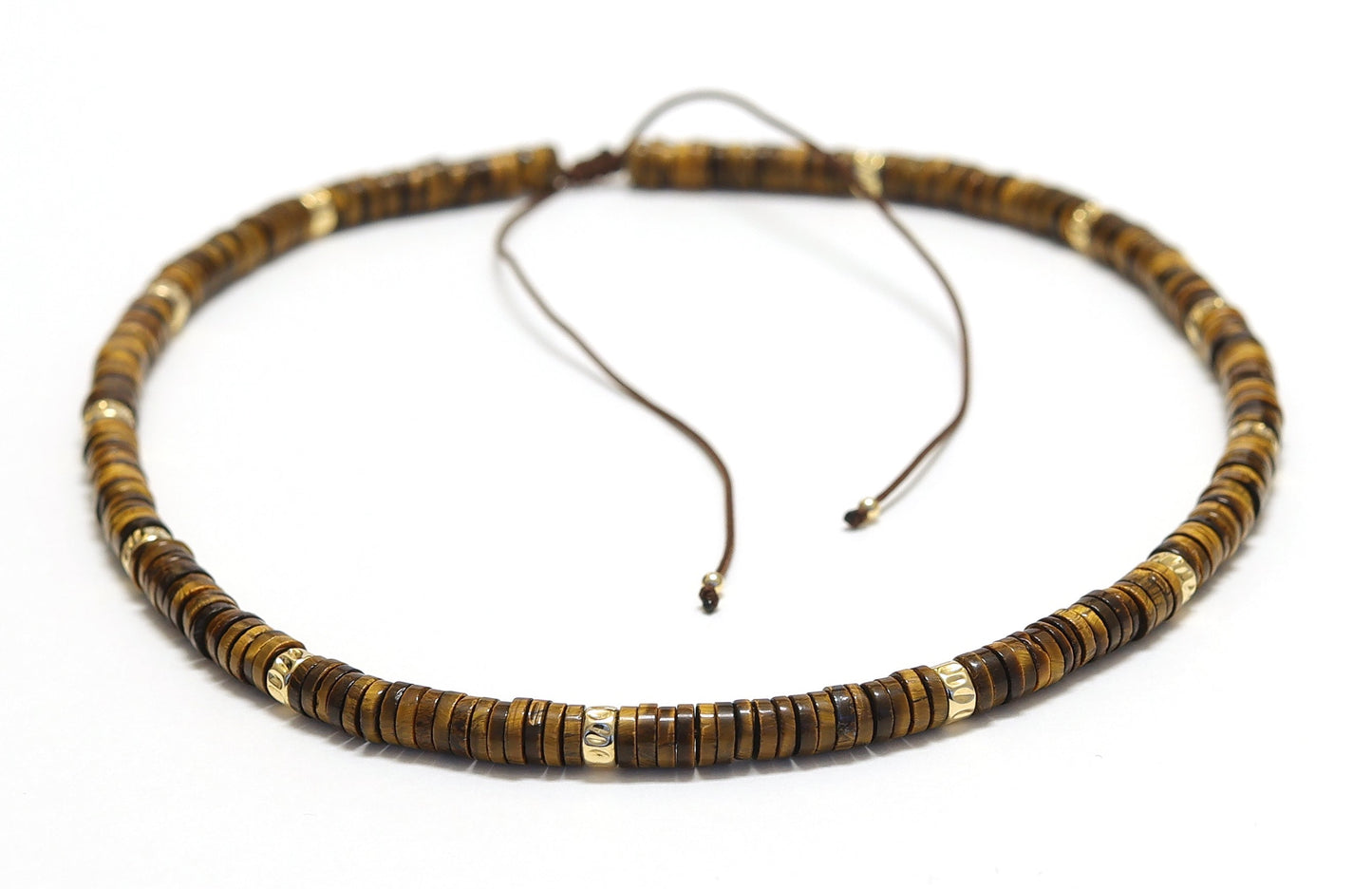 Collier Unisexe réglable collection Caroline en pierre d'Oeil de tigre