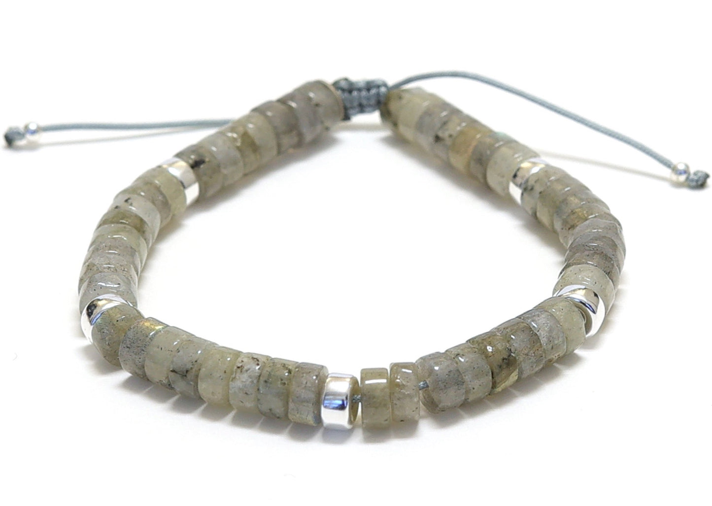 Bracelet unisexe en pierre de labradorite, réglable