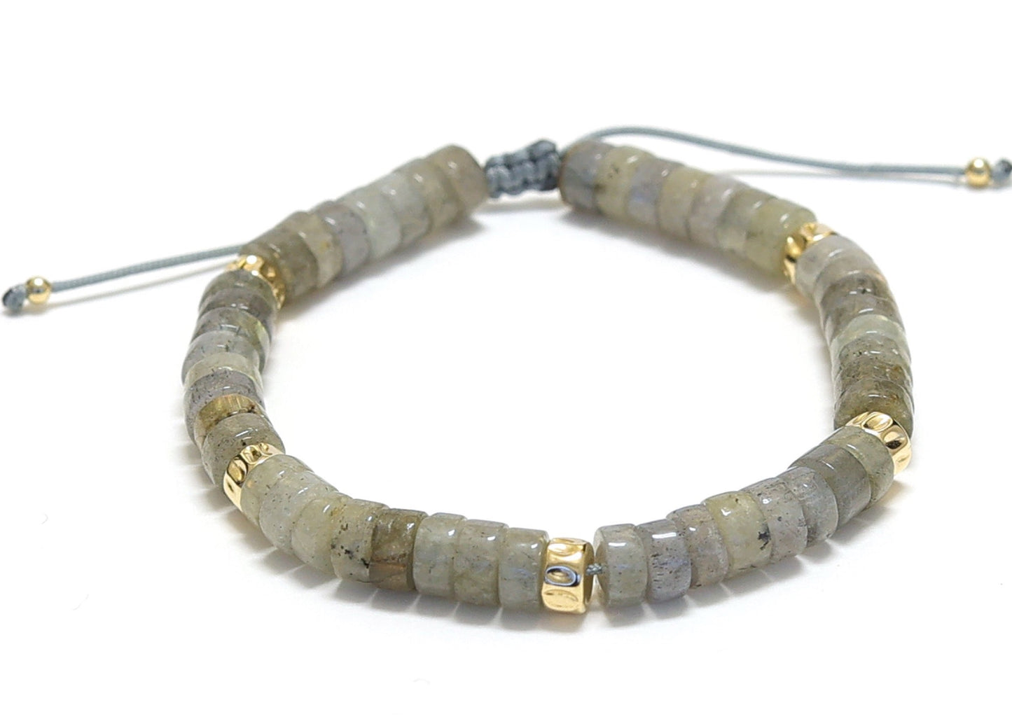 Bracelet unisexe en pierre de labradorite, réglable
