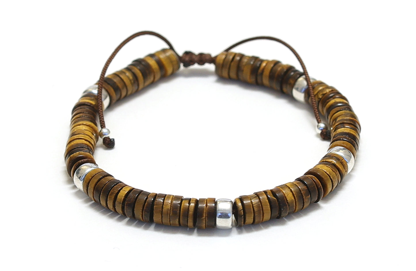 Bracelet unisexe réglable en pierre d'oeil de tigre