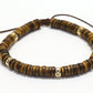 Bracelet unisexe réglable en pierre d'oeil de tigre